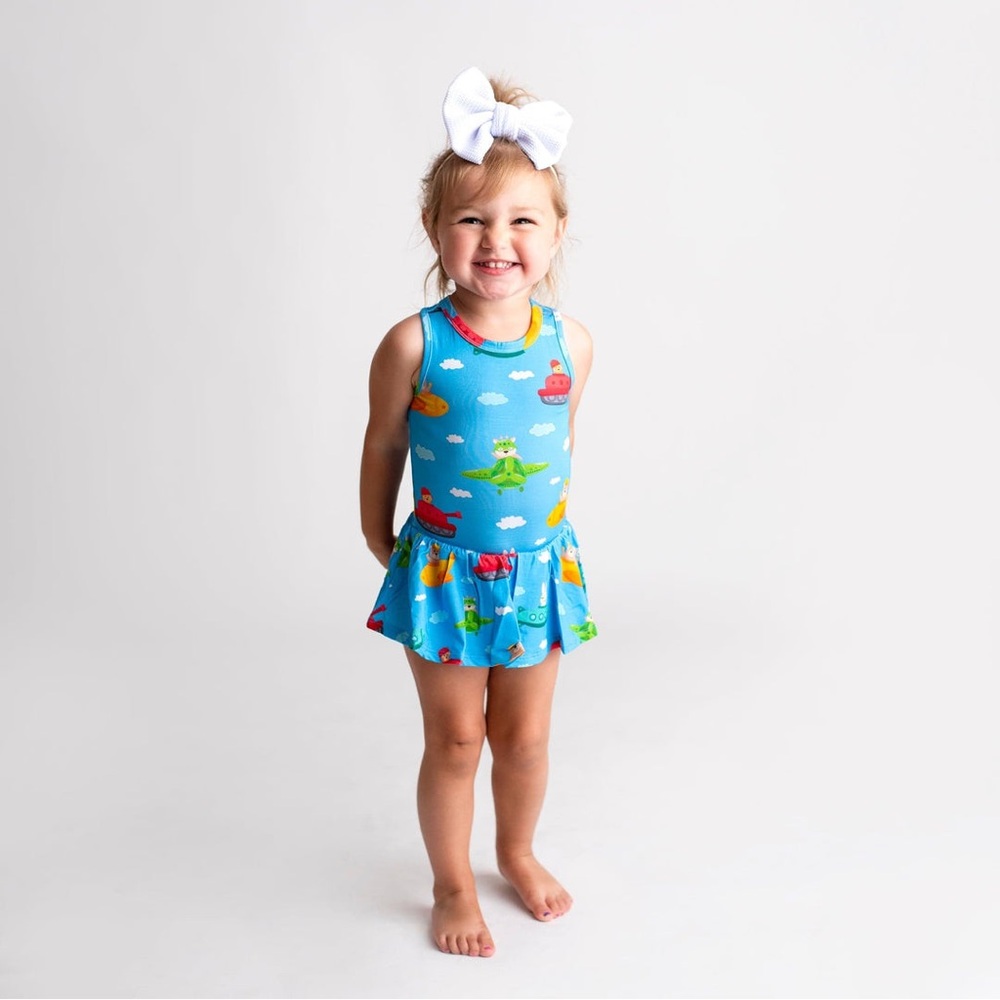 Little Bum Bums “Ready, Jet, Go” Racerback Dress 3-6M